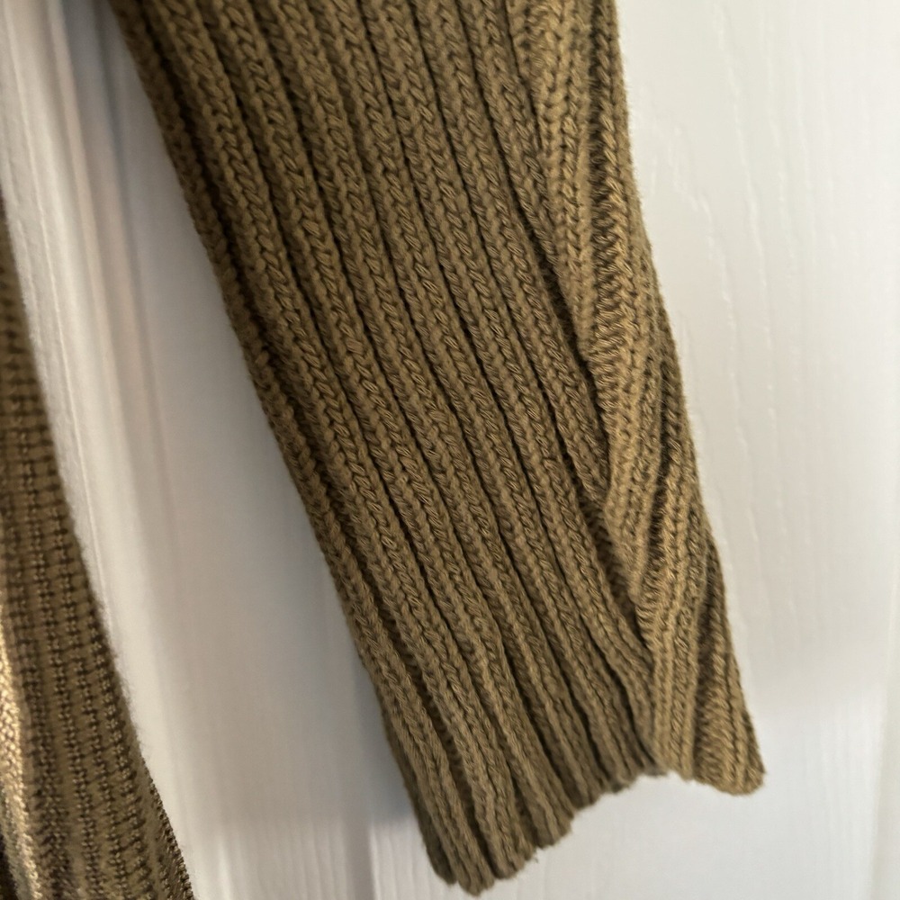 Free People M Olive Green Ribbed Ribs & Ruffles Knit Sweater Tunic - Picture 11 of 14
